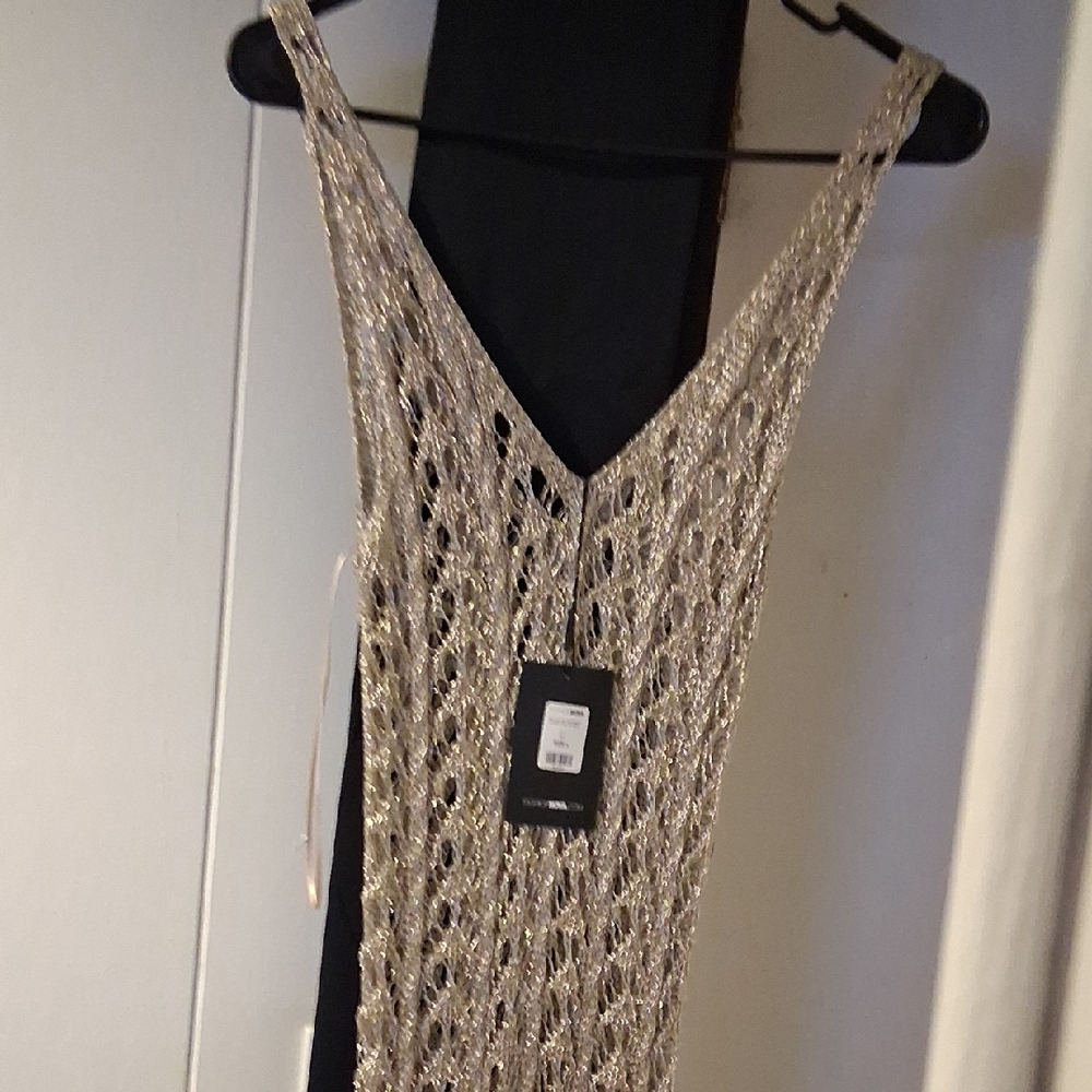Fashion Nova Black Dress with Gold Accents